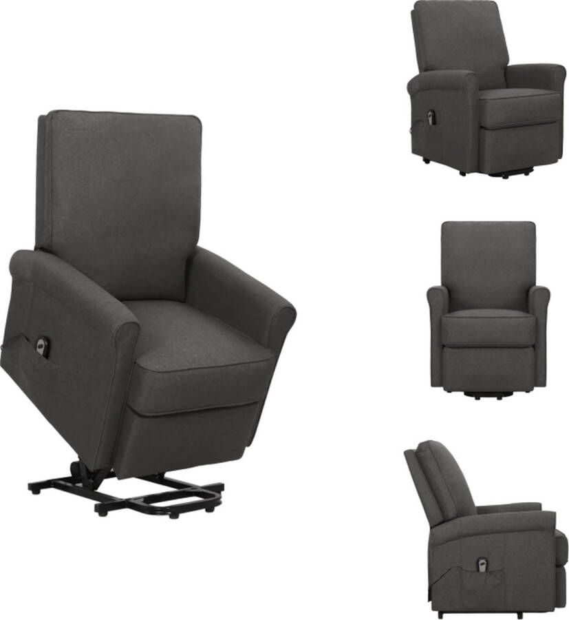 VidaXL Sta-op-stoel Relaxfauteuil Donkergrijs 70.5 x 89 x 102.5 cm Elektronisch verstelbaar Fauteuil