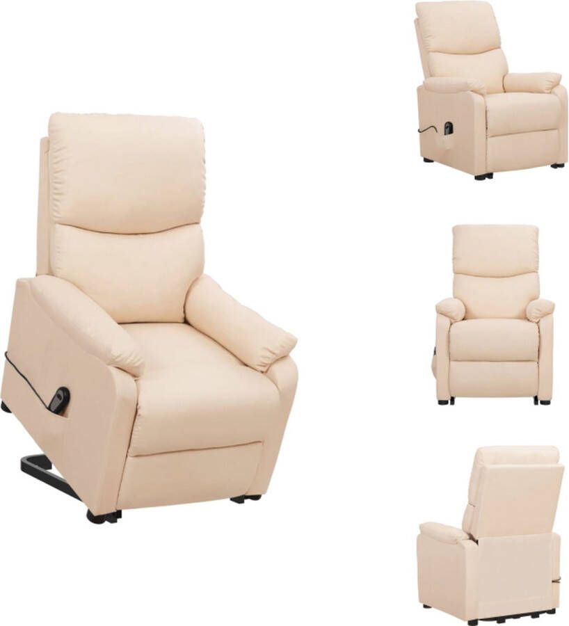 VidaXL Sta-op-stoel Relaxfauteuil Elektronisch Verstelbaar Crème 67 x 88.5 x 106.5 cm Geschikt voor ouderen en mensen met rugklachten Fauteuil