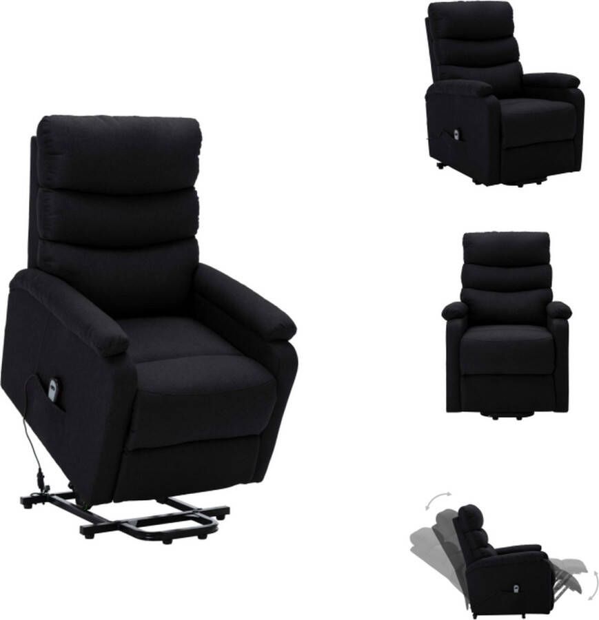 VidaXL Sta-op-stoel Relaxfauteuil Zwart 74 x 90.5 x 100 cm Omhoog en naar achteren verstelbaar Inclusief zijvak en handbediening Verstelbare rugleuning en voetensteun AC 100-240V Fauteuil