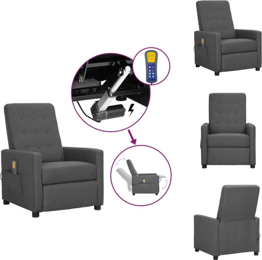 VidaXL Sta-op Verstelbare Massagestoel Lichtgrijs 69.5 x 90 x 97 cm 6-punts trillingsmassage Fauteuil