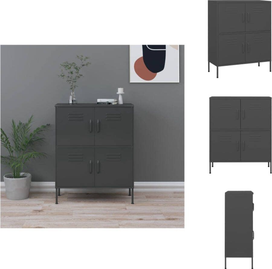 VidaXL Stalen opbergkast 80 x 35 x 101.5 cm Antraciet 4 deuren Kast