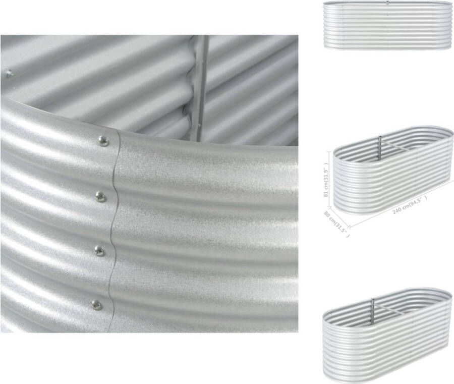 VidaXL Stalen Tuinbak Gegalvaniseerd 240 x 80 x 81 cm Zilver Bloempot