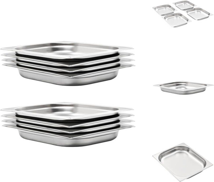 VidaXL Stapelbare Gastronormbakken GN 1 2 325x265x40 mm Roestvrij staal Gastronormbak