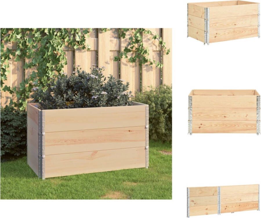 VidaXL Stapelbare tuinbak massief grenenhout 50 x 100 x 19 cm scharnierende metalen hoeken 3 stuks Bloempot