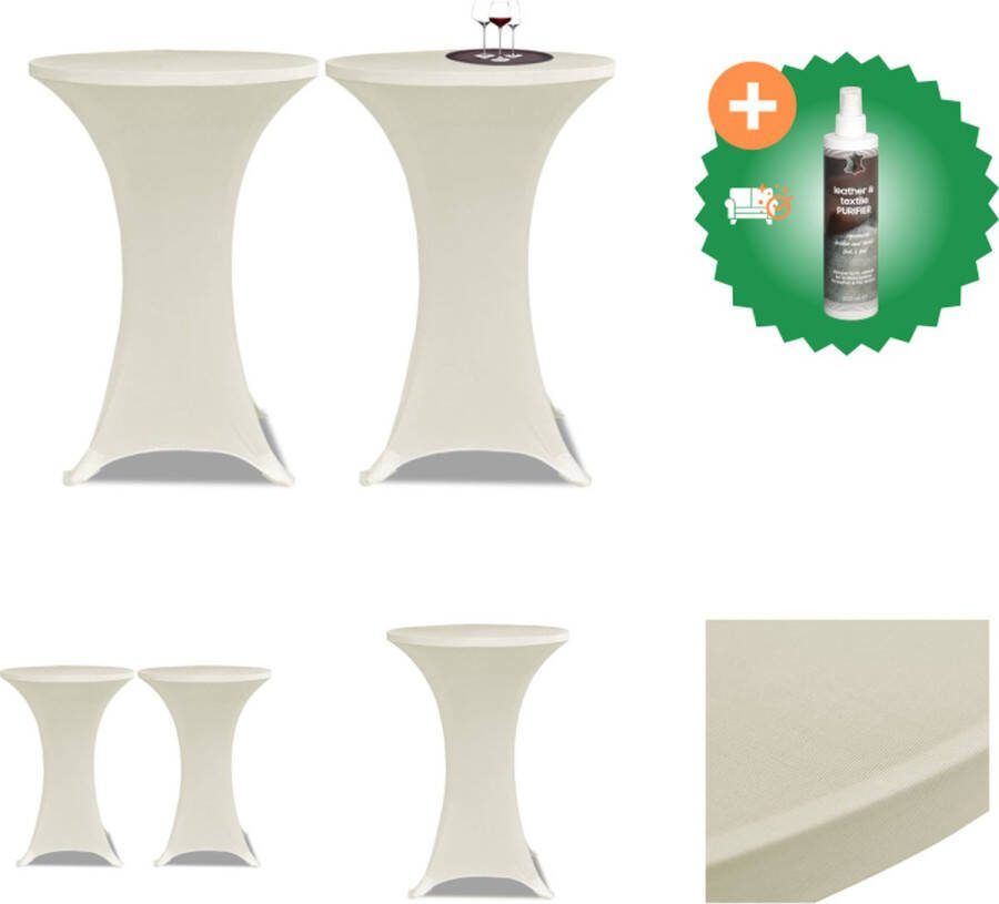 VidaXL Statafelhoes Stretch Ø60cm Crème (2 stuks) Tuinmeubelhoes Inclusief Reiniger