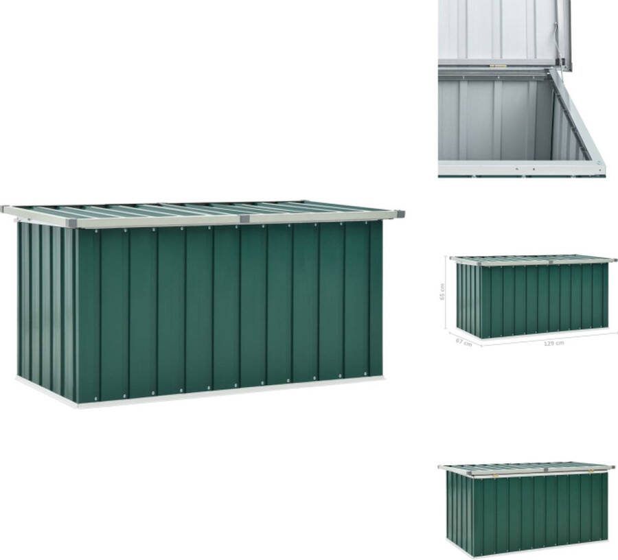 VidaXL Stijlvolle Opbergbox Gegalvaniseerd Staal 129x67x65 cm Groen Opberger