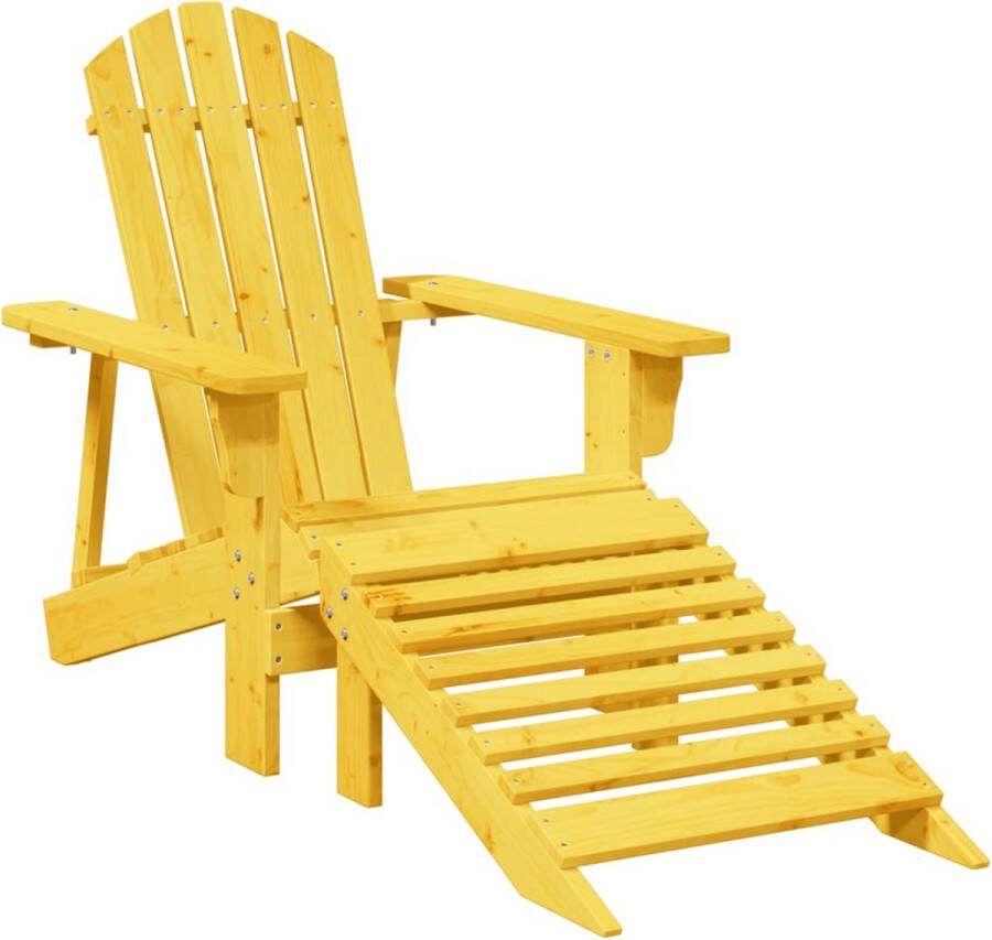 VidaXL Stoel Adirondack met voetenbank massief vurenhout geel