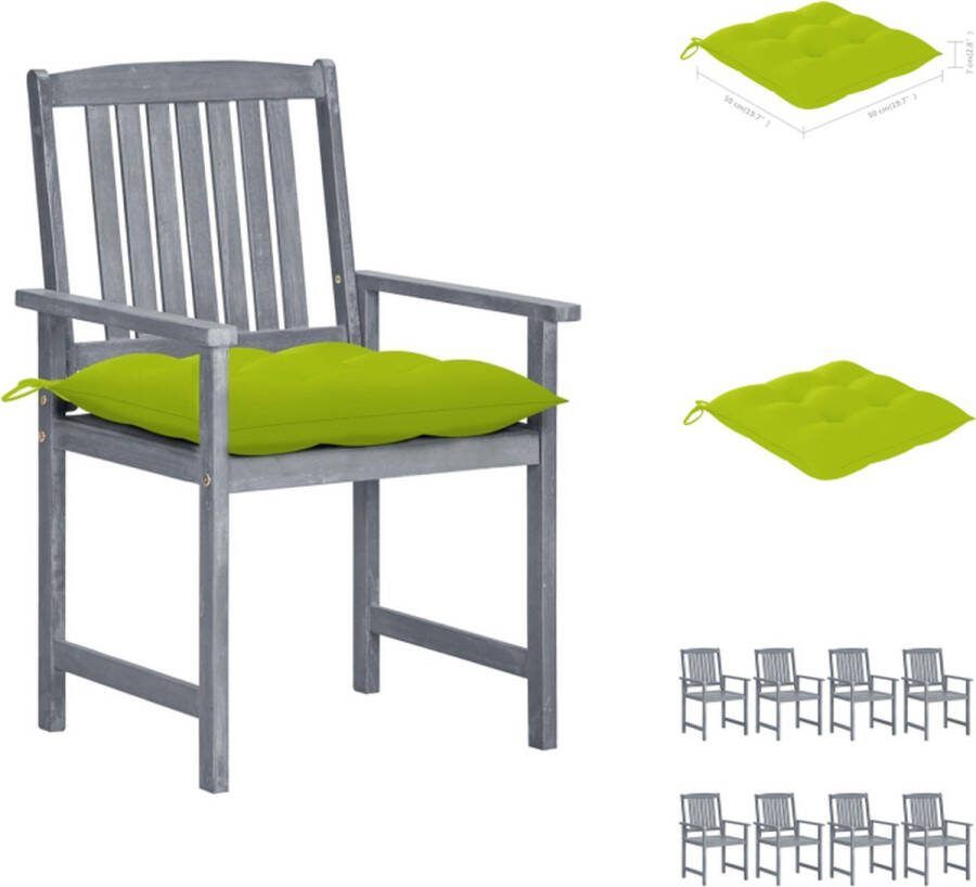 VidaXL Stoelenset Massief acaciahout Greywash 61x57x92 cm Inclusief kussen Set van 8 Tuinstoel