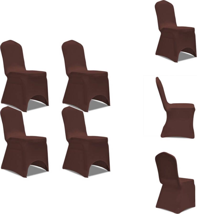 VidaXL Stoelhoes Bruin Geschikt voor stoelen 100 cm hoogte Stretchstof 10% Spandex Set van 4 Tuinmeubelhoes
