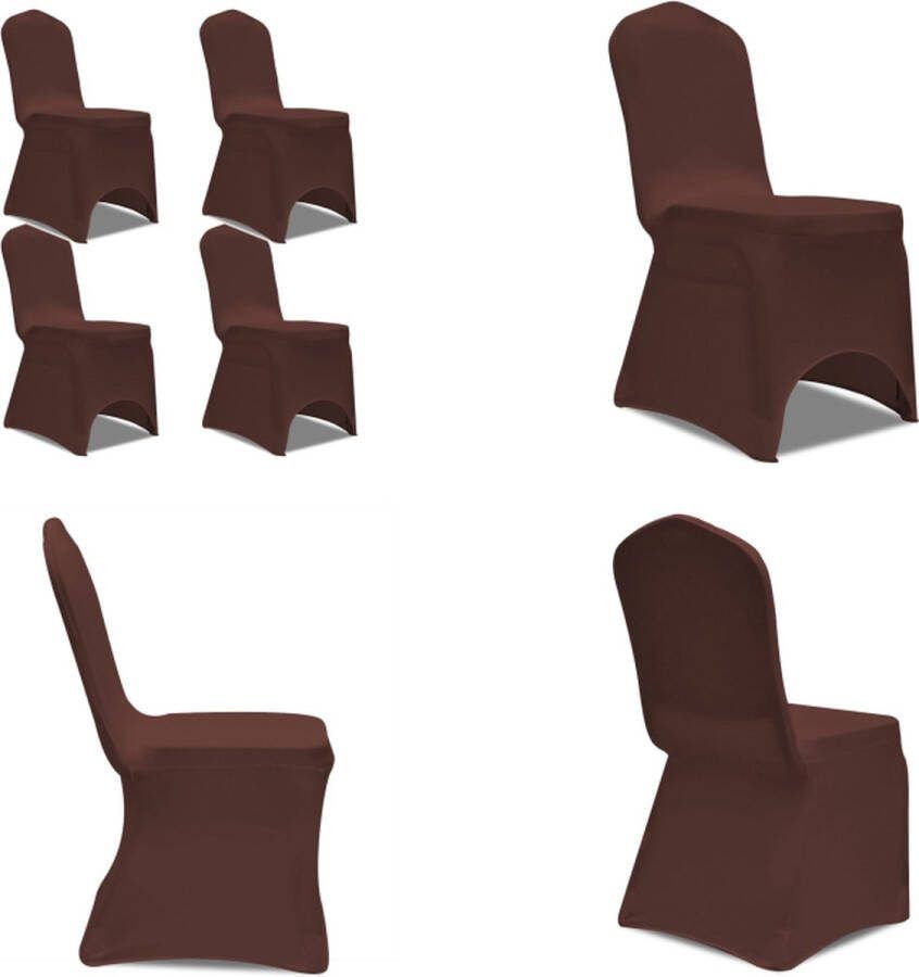 VidaXL Stoelhoes stretch 4 st bruin Stoelhoes Stoelhoezen Stoel Hoes Stoel Hoezen