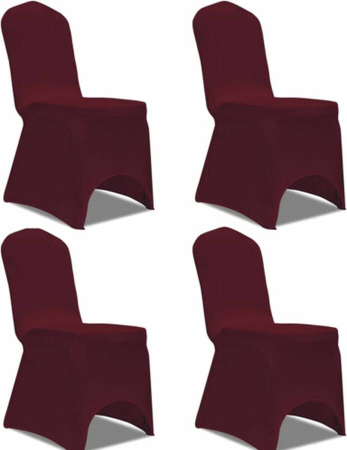 VidaXL -Stoelhoes-stretch-4-stuks-bordeaux