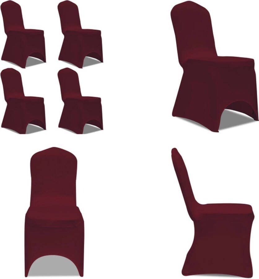 VidaXL Stoelhoes stretch 4 stuks bordeaux Stoelhoes Stoelhoezen Stoel Hoes Stoel Hoezen