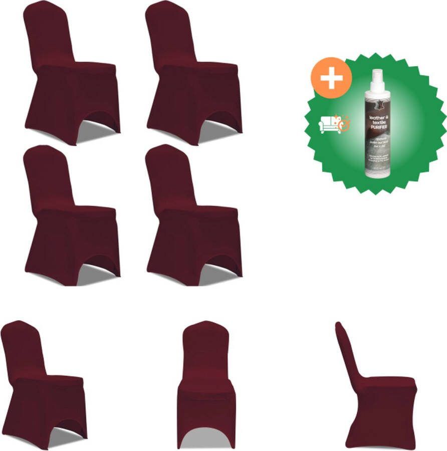 VidaXL Stoelhoes stretch 4 stuks bordeaux Tuinmeubelhoes Inclusief Reiniger