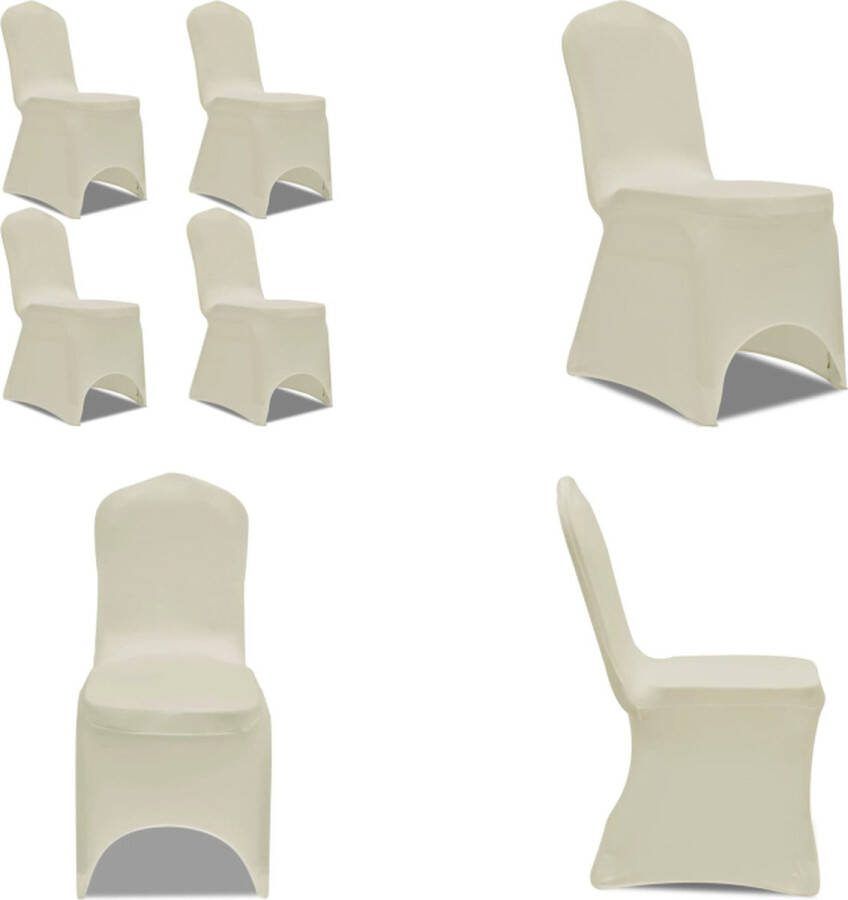 VidaXL Stoelhoes stretch 4 stuks Crèmekleurig Stoelhoes Stoelhoezen Stoel Hoes Stoel Hoezen