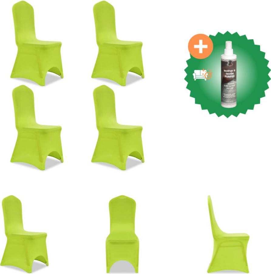 VidaXL Stoelhoes stretch 4 stuks groen Tuinmeubelhoes Inclusief Reiniger