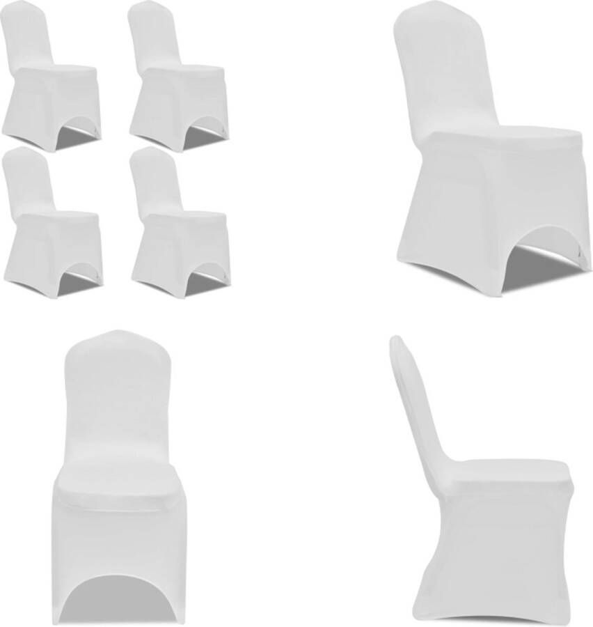 VidaXL Stoelhoes stretch 4 stuks wit Stoelhoes Stoelhoezen Stoel Hoes Stoel Hoezen