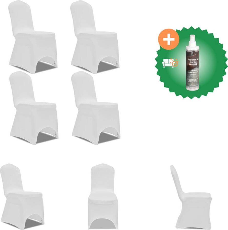 VidaXL Stoelhoes stretch 4 stuks wit Tuinmeubelhoes Inclusief Reiniger