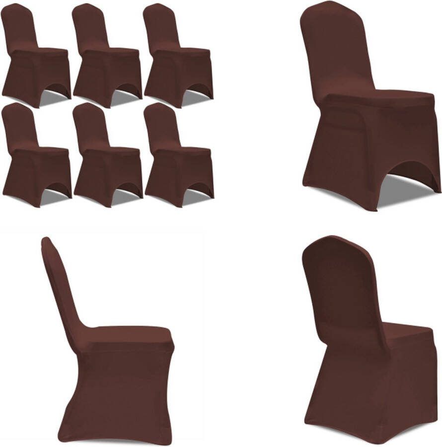 VidaXL Stoelhoes stretch 6 st bruin Stoelhoes Stoelhoezen Stoel Hoes Stoel Hoezen