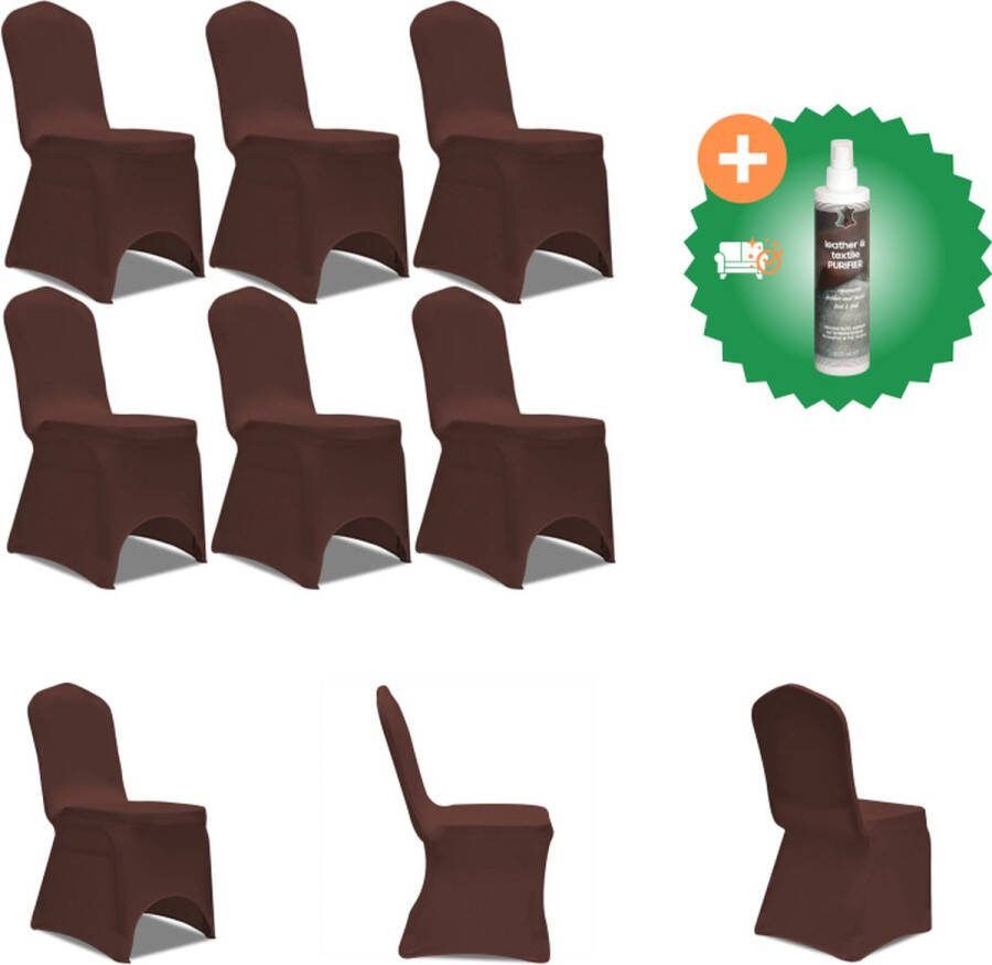 VidaXL Stoelhoes stretch 6 st bruin Tuinmeubelhoes Inclusief Reiniger
