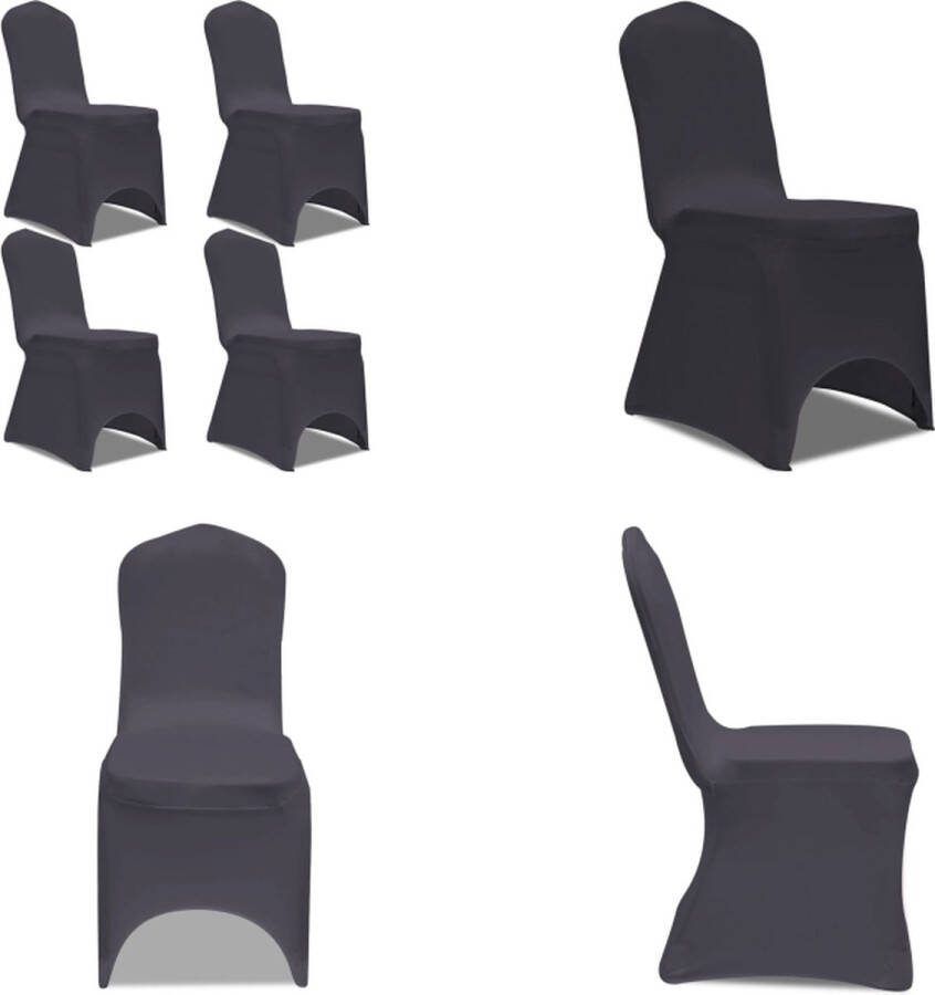 VidaXL Stoelhoes stretch antraciet 4 stuks Stoelhoes Stoelhoezen Stoel Hoes Stoel Hoezen