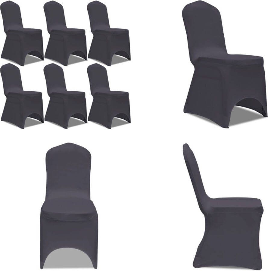 VidaXL Stoelhoes stretch antraciet 6st Stoelhoes Stoelhoezen Stoel Hoes Stoel Hoezen