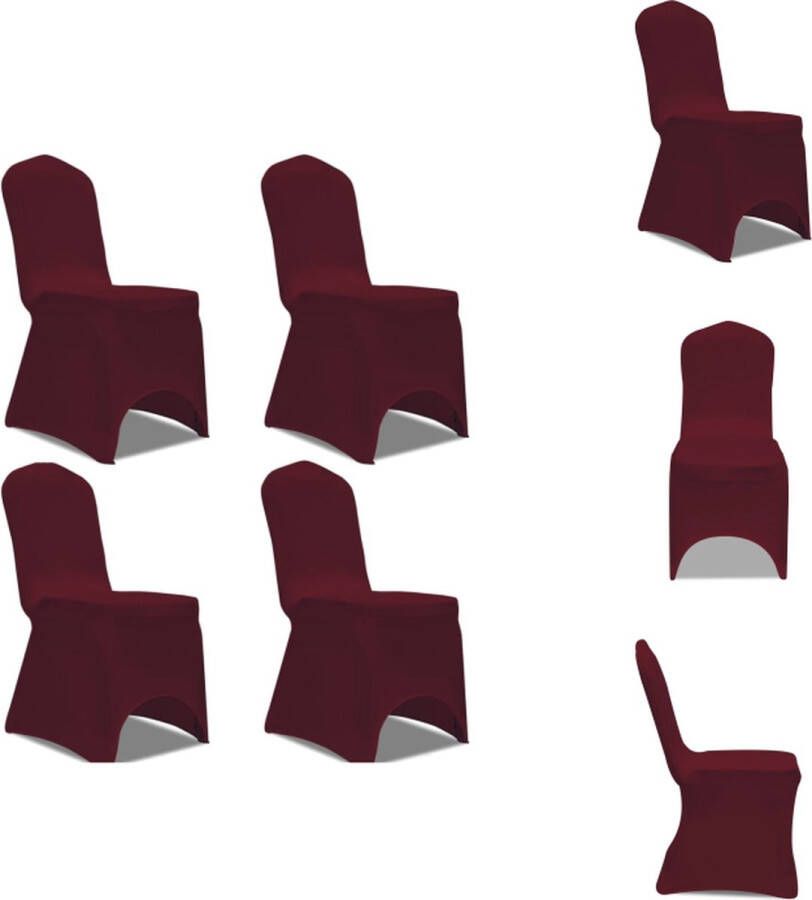 VidaXL Stoelhoes Stretch Bordeaux Geschikt voor stoelen tot 100 cm 10% spandex 4 stuks Tuinmeubelhoes
