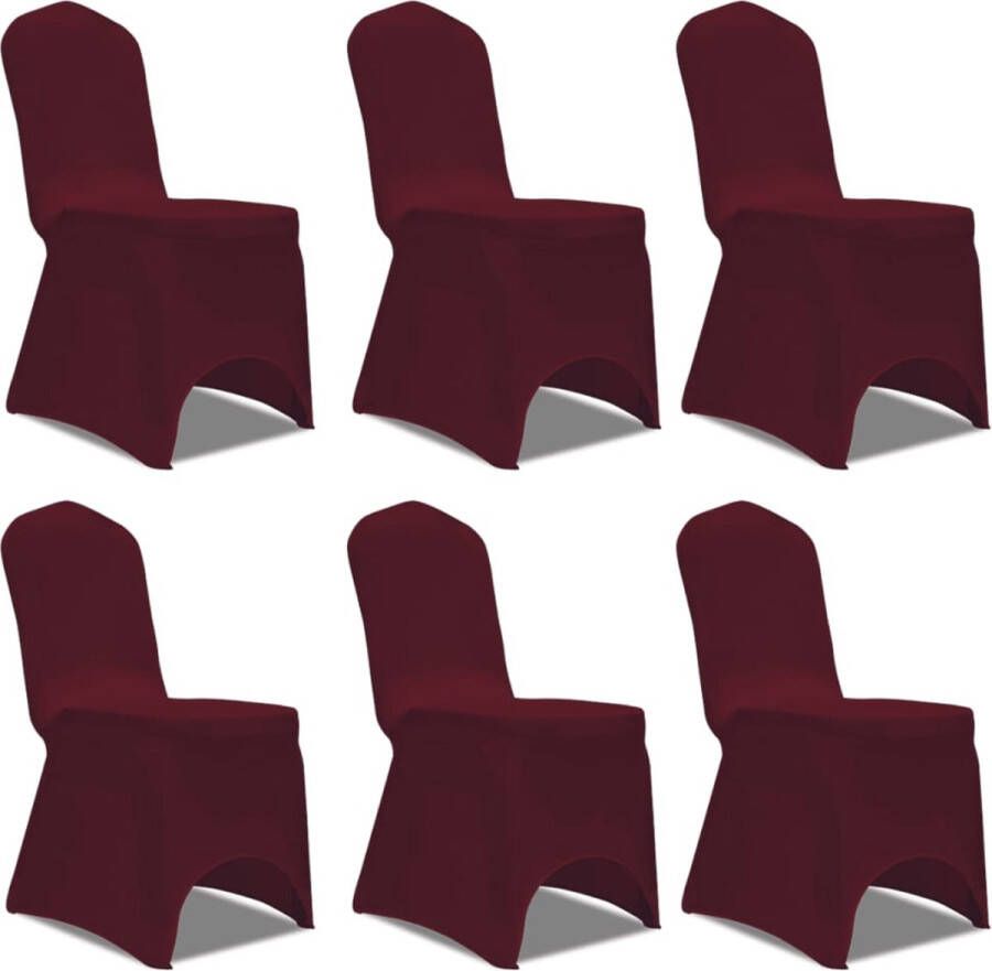 VidaXL -Stoelhoes-Stretch-Bordeauxrood-(6-stuks)
