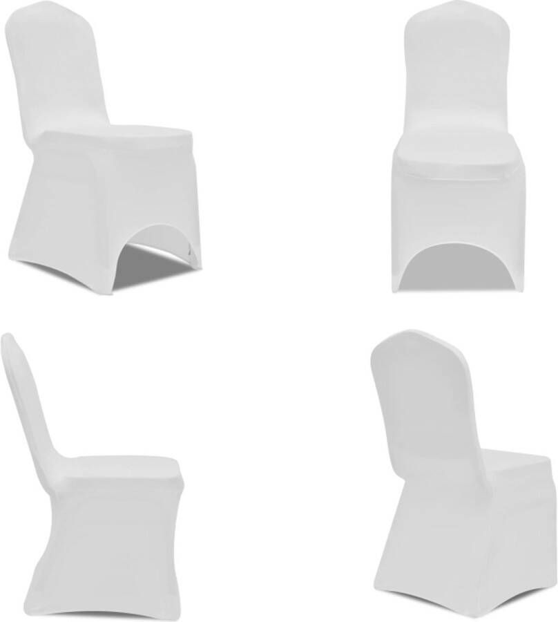 VidaXL Stoelhoes Stretch Wit (50 stuks) Meubelhoes Meubelhoezen Stoelhoes Stoelhoezen
