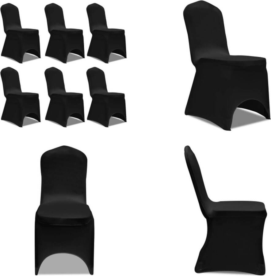 VidaXL Stoelhoes Stretch Zwart (6 stuks) Meubelhoes Meubelhoezen Stoelhoes Stoelhoezen