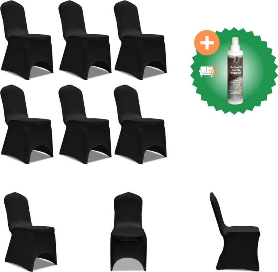 VidaXL Stoelhoes Stretch Zwart (6 stuks) Tuinmeubelhoes Inclusief Reiniger