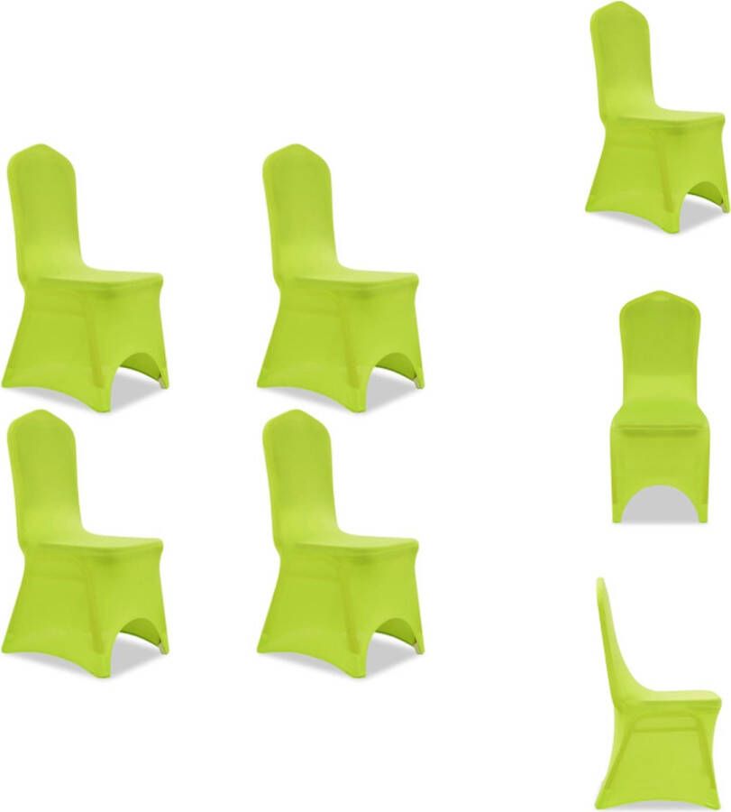 VidaXL Stoelhoes Stretchstof 100 cm hoogte 10% spandex Set van 4 Kleur- appeltjesgroen Geschikt voor stoelen Stofgewicht- 160 g m² Wasbaar op 40 °C Herbruikbaar Materiaal- Polyester- 90% Elasthaan- 10% Tuinmeubelhoes