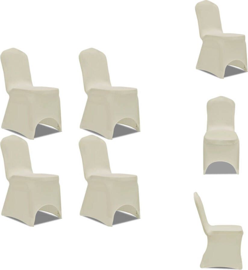 VidaXL Stoelhoes Stretchstof Geschikt voor stoelen tot 100 cm 10% Spandex Set van 4 Crème Tuinmeubelhoes