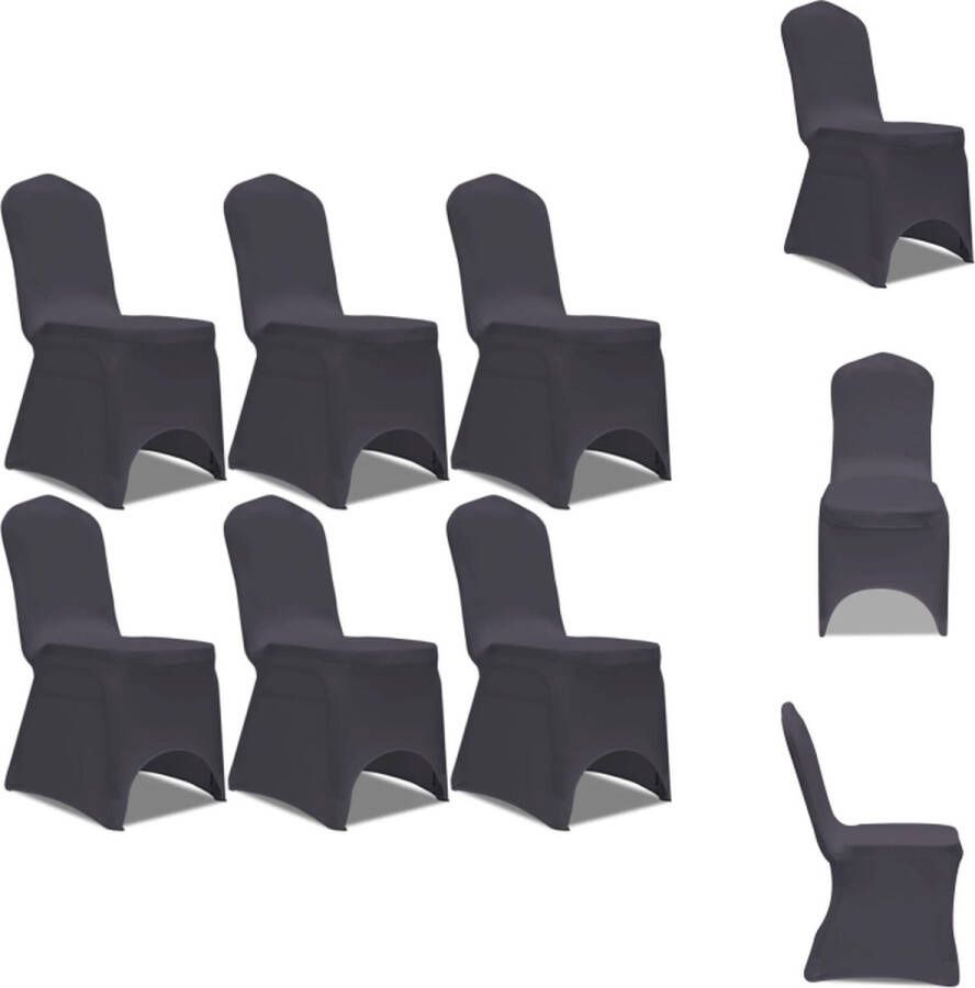 VidaXL Stoelhoes Stretchstof Geschikt voor stoelen tot 100 cm Antraciet Levering bevat 6 stuks Tuinmeubelhoes