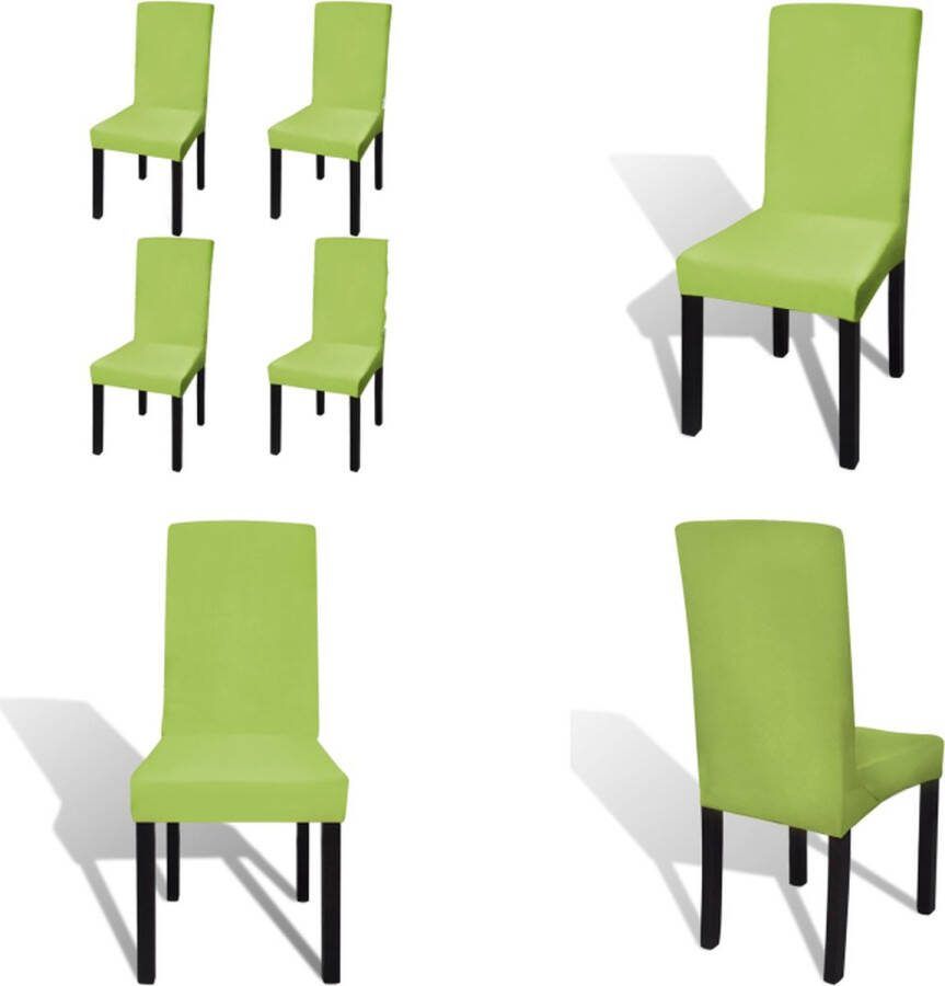 VidaXL Stoelhoezen 4 st stretch recht groen Stoelhoes Stoelhoezen Stoel Hoes Stoel Hoezen