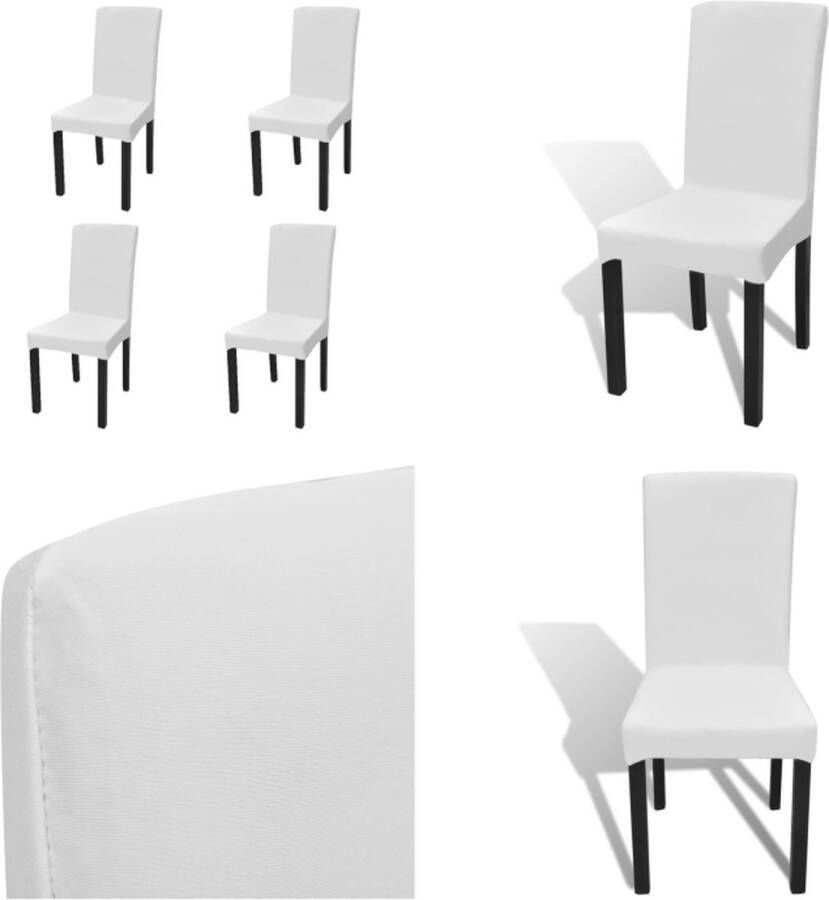 VidaXL Stoelhoezen 4 st stretch recht wit Stoelhoes Stoelhoezen Stoel Hoes Stoel Hoezen
