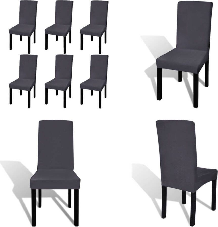 VidaXL Stoelhoezen 6 st stretch recht antracietkleurig Stoelhoes Stoelhoezen Stoel Hoes Stoel Hoezen