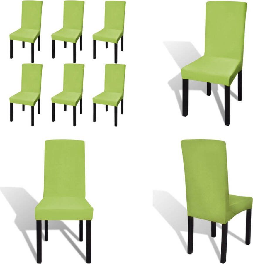 VidaXL Stoelhoezen 6 st stretch recht groen Stoelhoes Stoelhoezen Stoel Hoes Stoel Hoezen