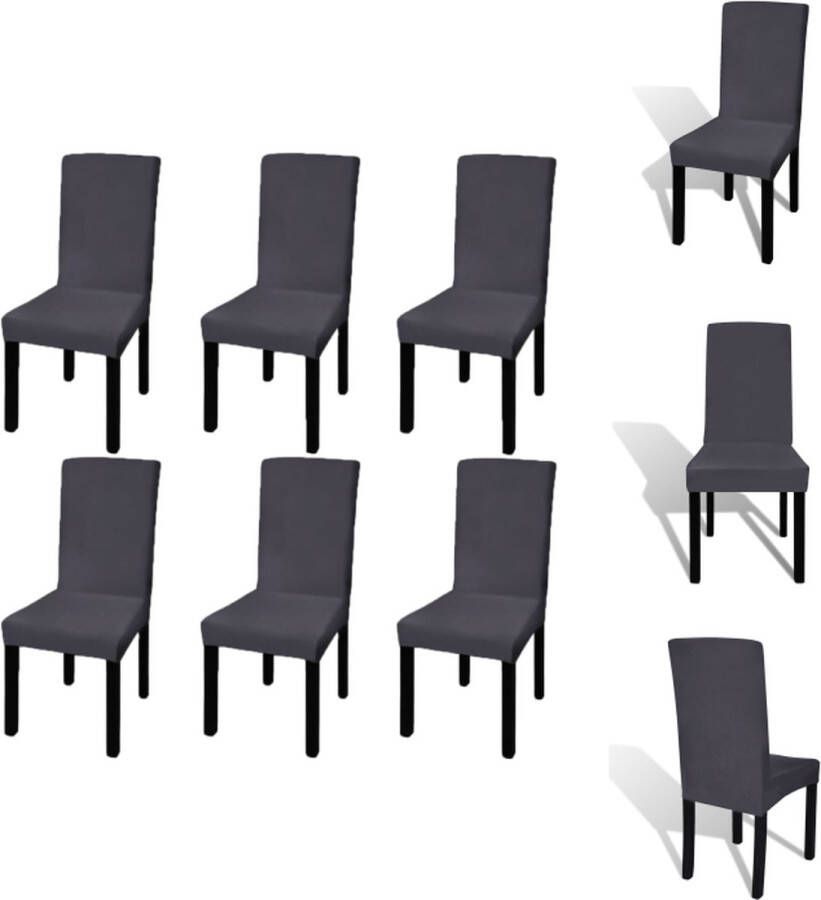 VidaXL Stoelhoezen Antraciet 6 stuks Geschikt voor stoelen tot 55 cm Rekbare stof 10% spandex Tuinmeubelhoes