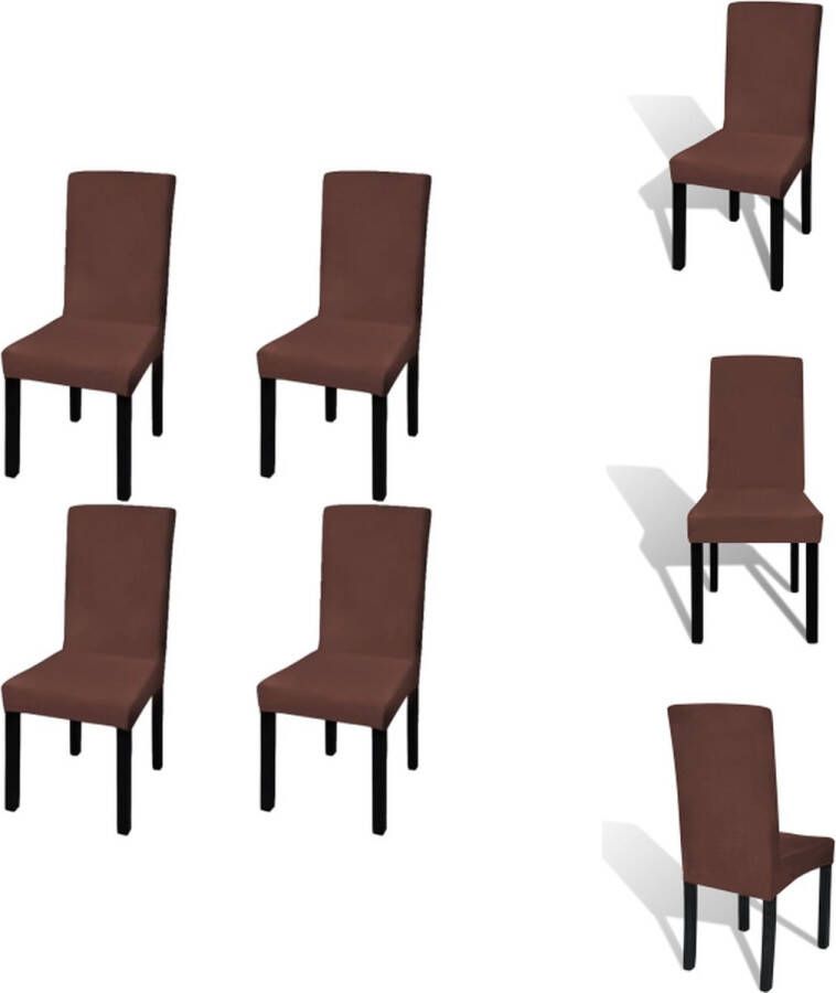 VidaXL Stoelhoezen Bruin 4 stuks Geschikt voor stoelen tot 55 cm Rekbare stof Wasbaar op 40 °C Polyester Elasthaan Tuinmeubelhoes