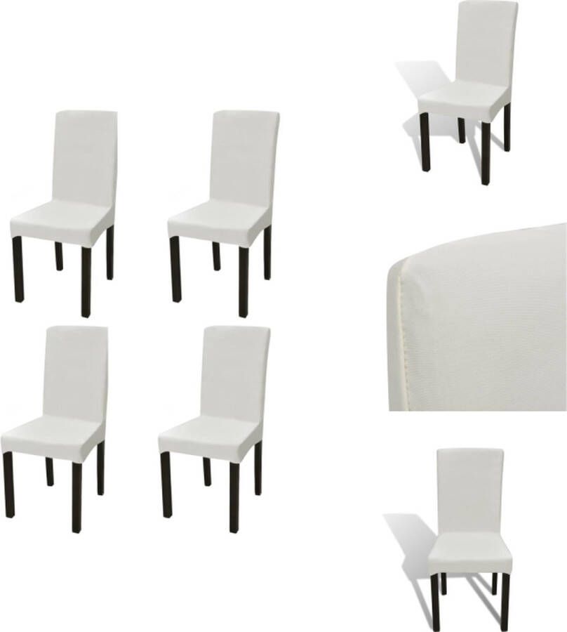 VidaXL Stoelhoezen Polyester 4 stuks crème geschikt voor stoelen met hoogte 46-55cm breedte 38-45cm dikte zitting 10cm zitlengte 37-45cm zitbreedte 35-45cm Wasbaar op 40°C Tuinmeubelhoes