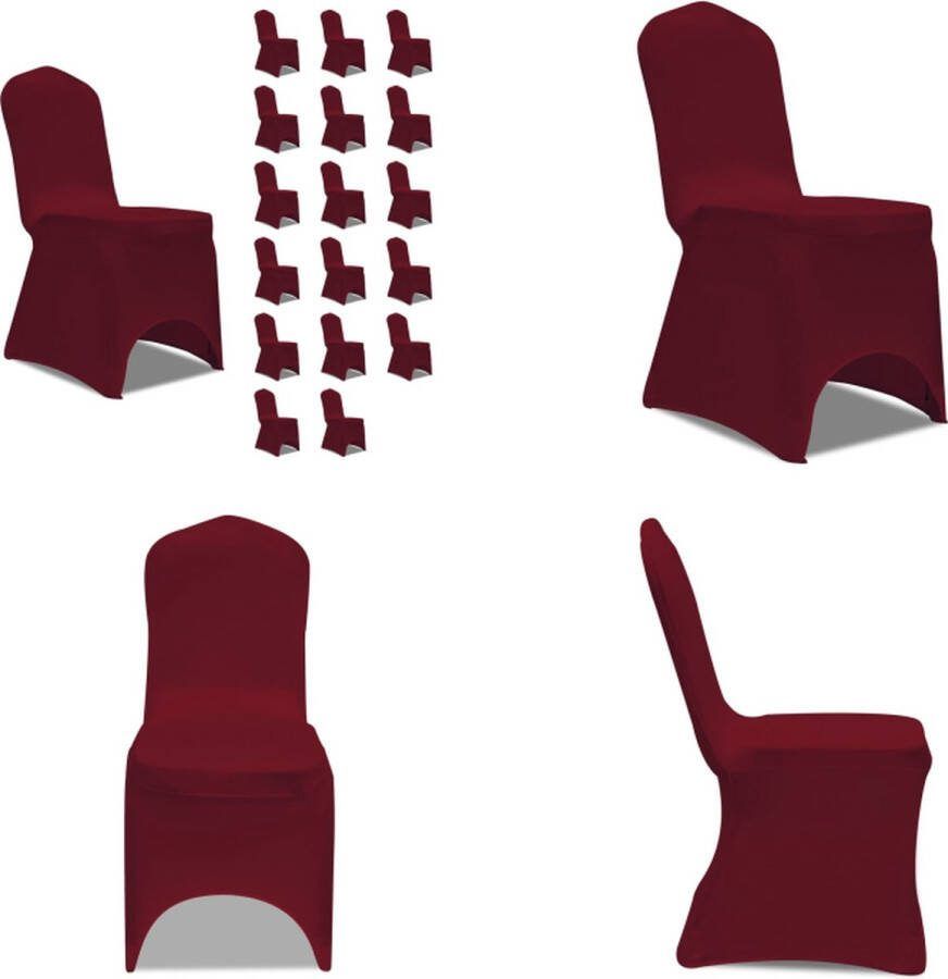 VidaXL Stoelhoezen stretch 18 st bordeauxrood Stoelhoes Stoelhoezen Stoel Hoes Stoel Hoezen