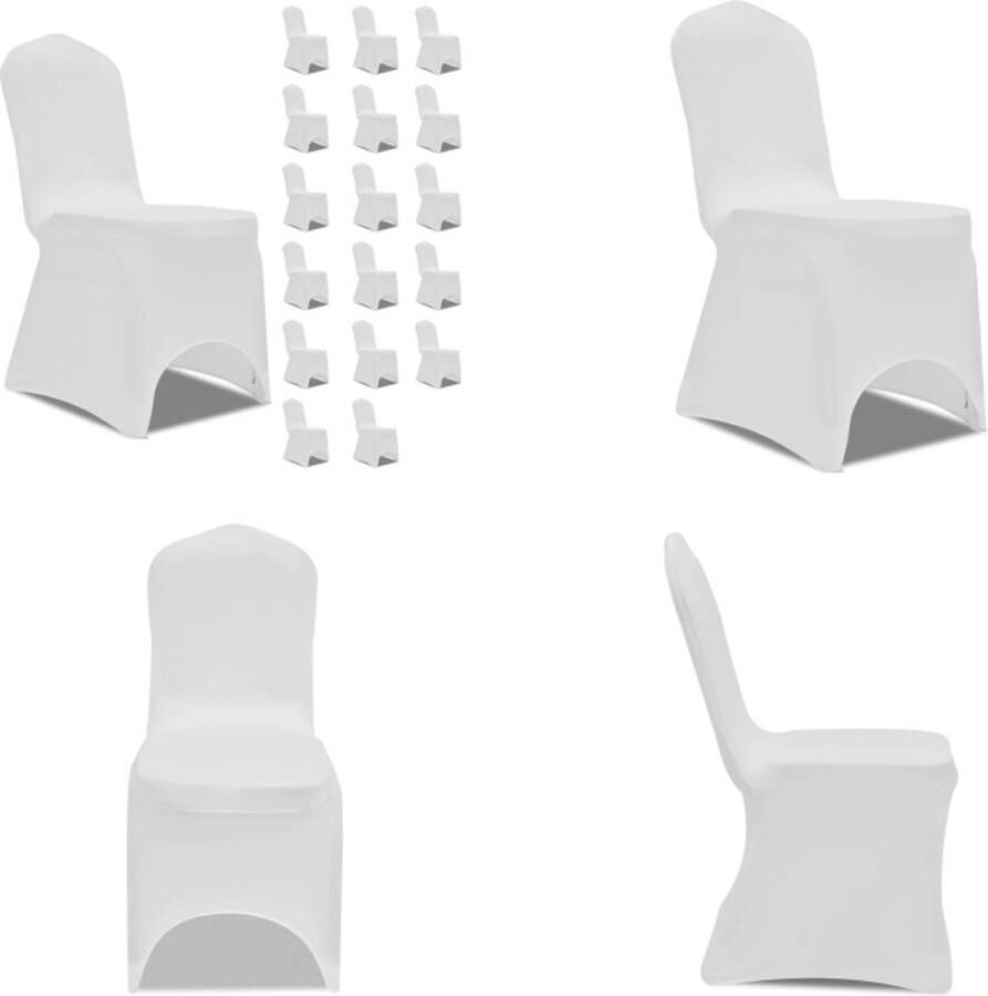 VidaXL Stoelhoezen stretch 18 st wit Stoelhoes Stoelhoezen Stoel Hoes Stoel Hoezen