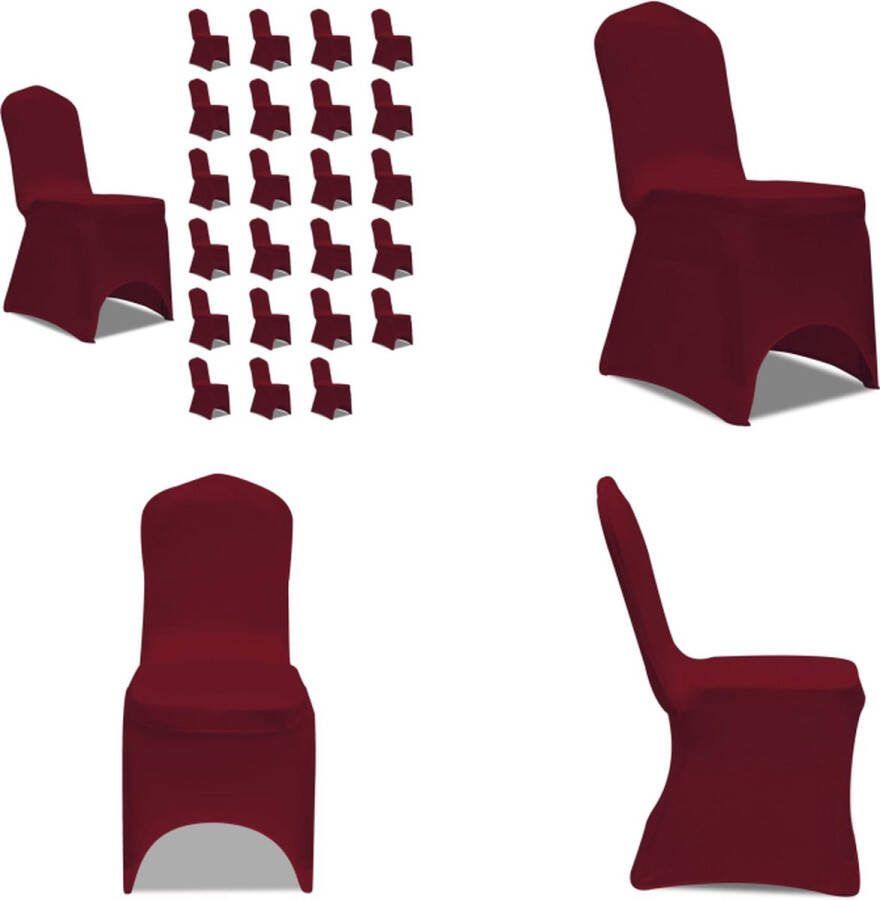 VidaXL Stoelhoezen stretch 24 st bordeauxrood Stoelhoes Stoelhoezen Stoel Hoes Stoel Hoezen