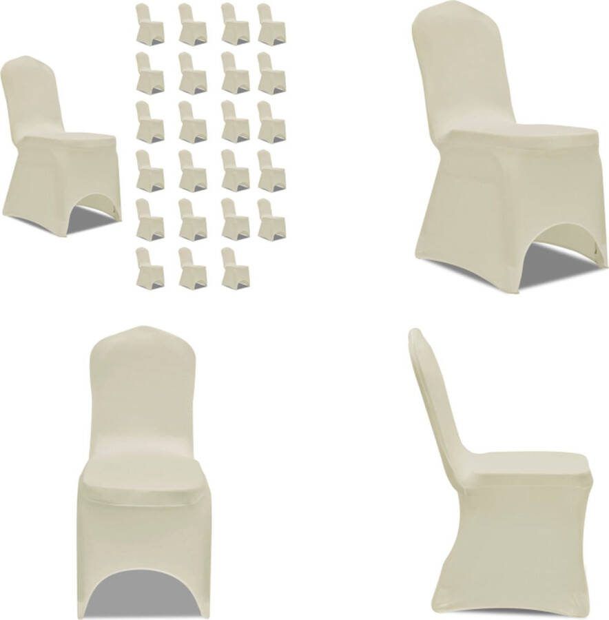 VidaXL Stoelhoezen stretch 24 st crème Stoelhoes Stoelhoezen Stoel Hoes Stoel Hoezen