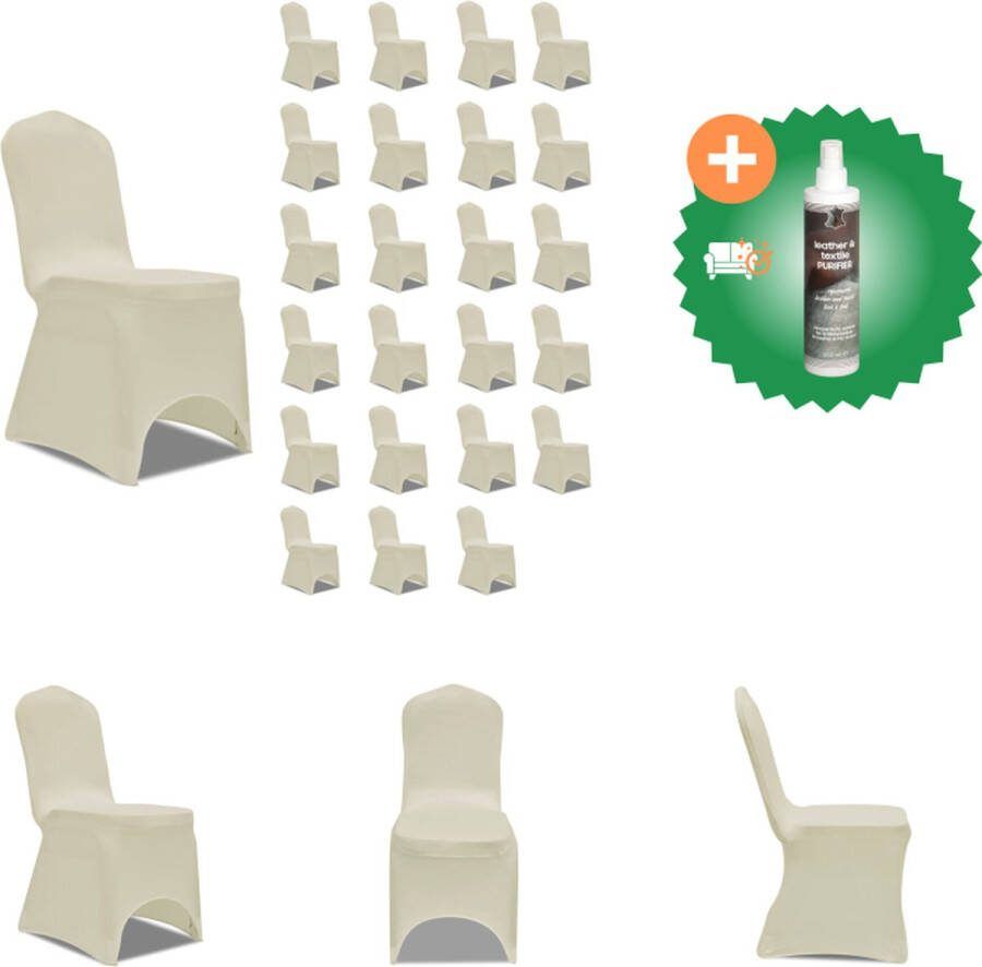 VidaXL Stoelhoezen stretch 24 st crème Tuinmeubelhoes Inclusief Reiniger