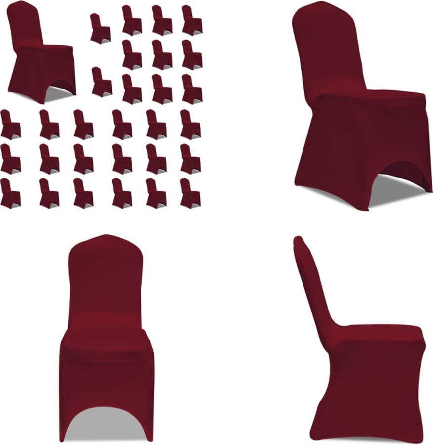 VidaXL Stoelhoezen stretch 30 st bordeauxrood Stoelhoes Stoelhoezen Stoel Hoes Stoel Hoezen