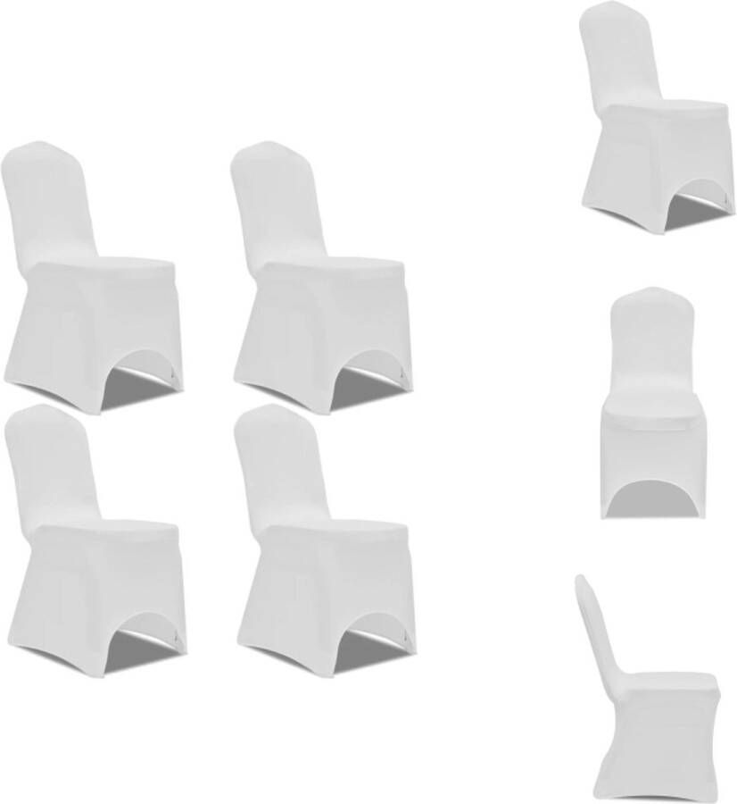 VidaXL Stoelhoezen wit geschikt voor stoelen 100 cm hoogte stretchstof 10% spandex set van 4 Tuinmeubelhoes