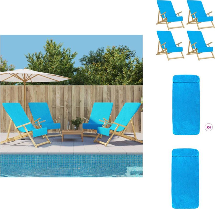 VidaXL Strandhanddoeken Turquoise 60 x 135 cm Zacht materiaal Anti-slip Lichtgewicht Geschikt voor vakanties Set van 4 Strandlaken