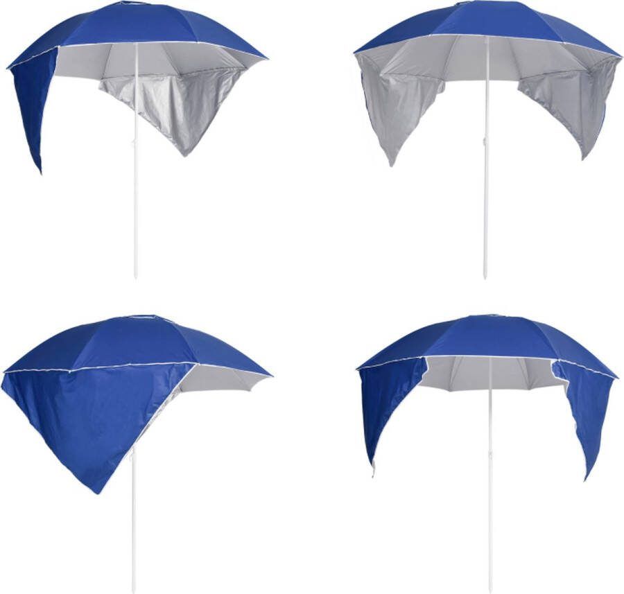 VidaXL Strandparasol met zijwanden 215 cm blauw Strandparasol Strandparasols Parasol Tuinparasol