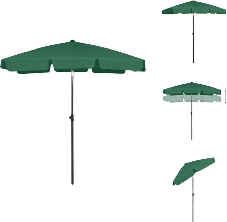 VidaXL Strandparasol UV-beschermend polyester Stevige baleinen Geschikt voor parasolgat Verstelbaar Ventilatieopening Groen 232 cm hoog Parasol